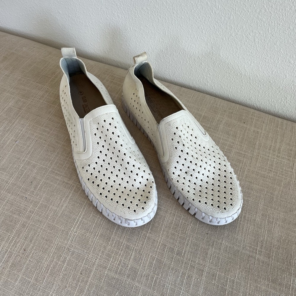 Women White Isle Jacobsen Hornbaek tulip Sz 41 Shoes Loafers Slip On Flexible
